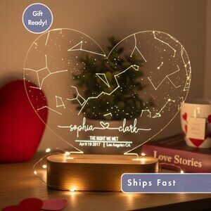 Couples Custom Star Map | Date & Location Night Light for Her